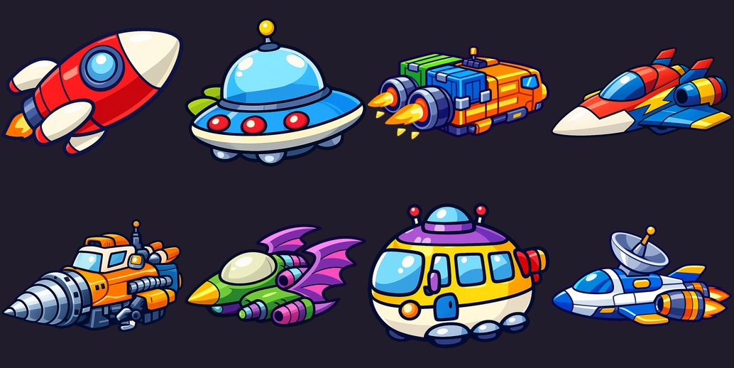 Preview of Cartoon Spaceships